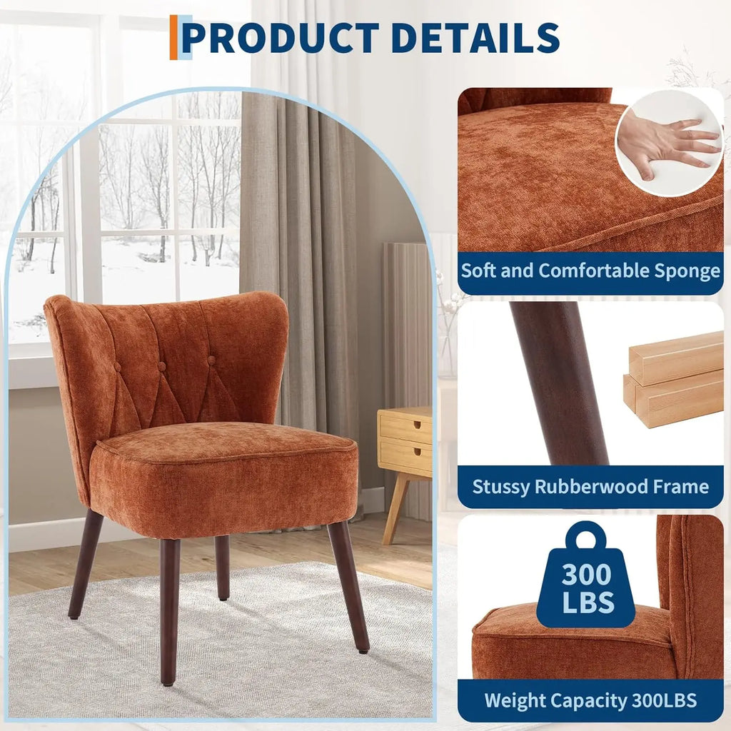Modern Upholstered Wood Leg Armchair