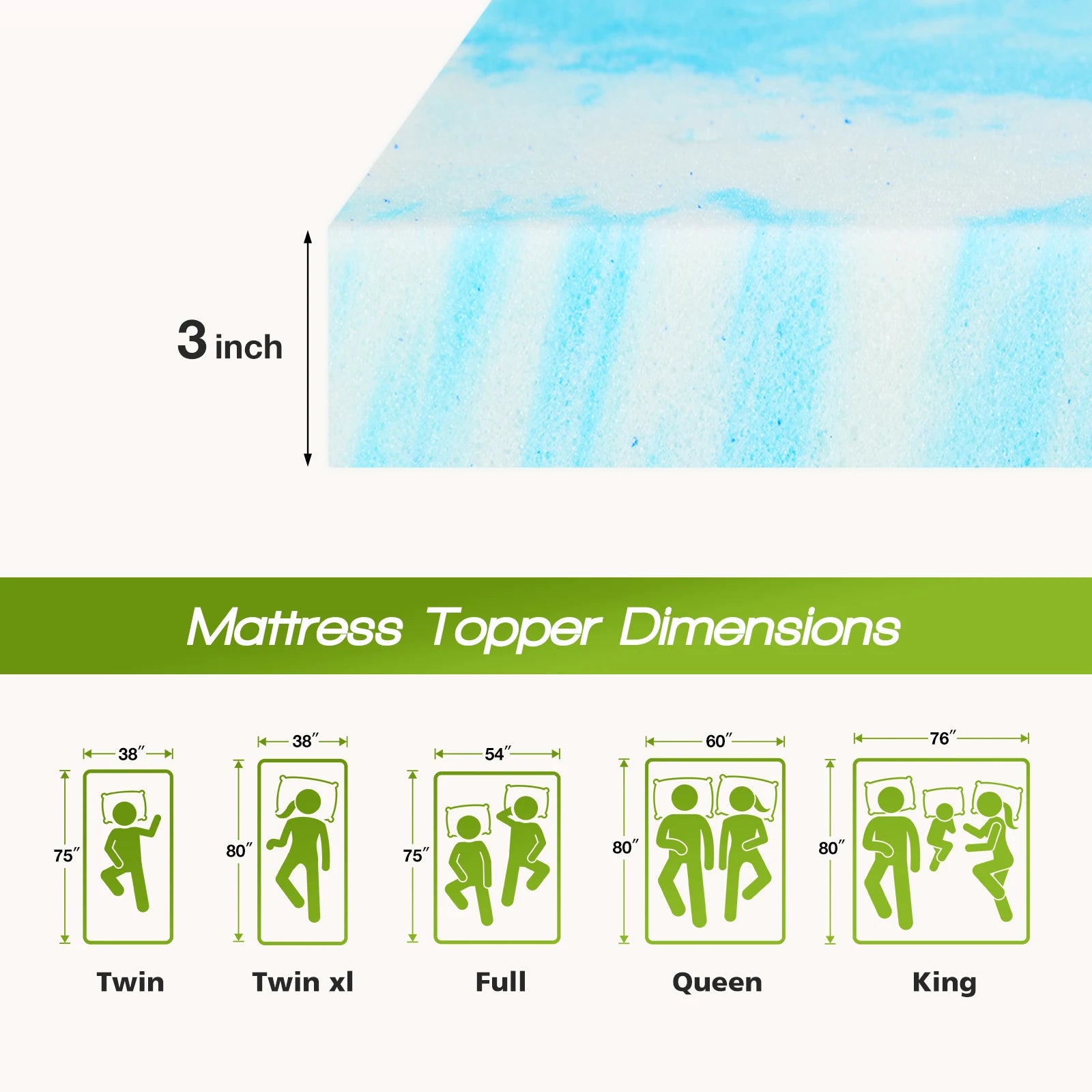 3 Inch Gel Memory Foam Topper