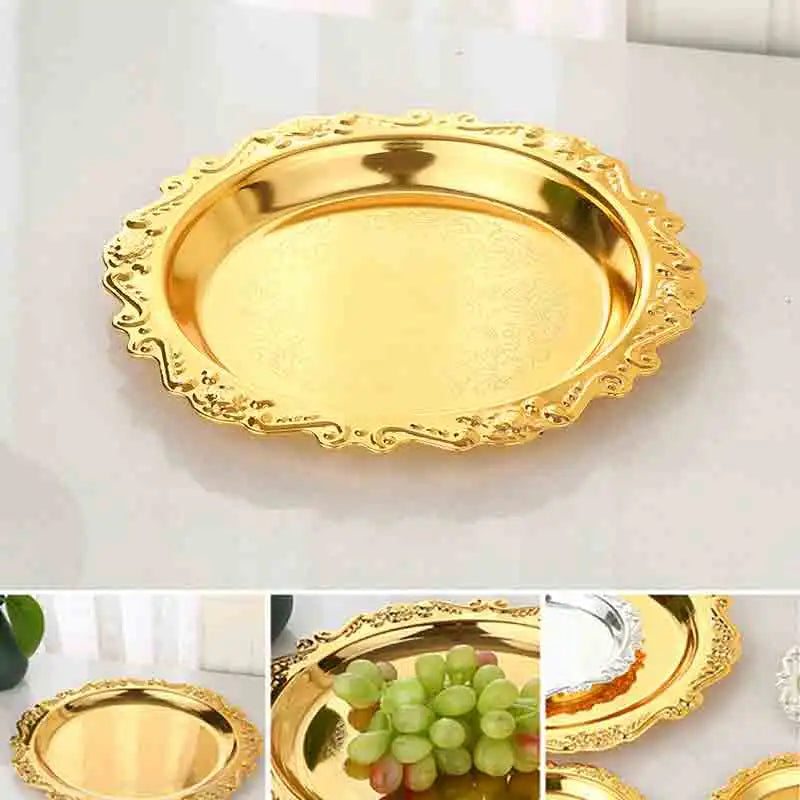 Glossy Metal Decorative Round Tray