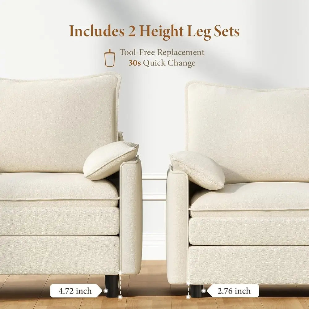 Beige Cloud Sofa Deep Comfort