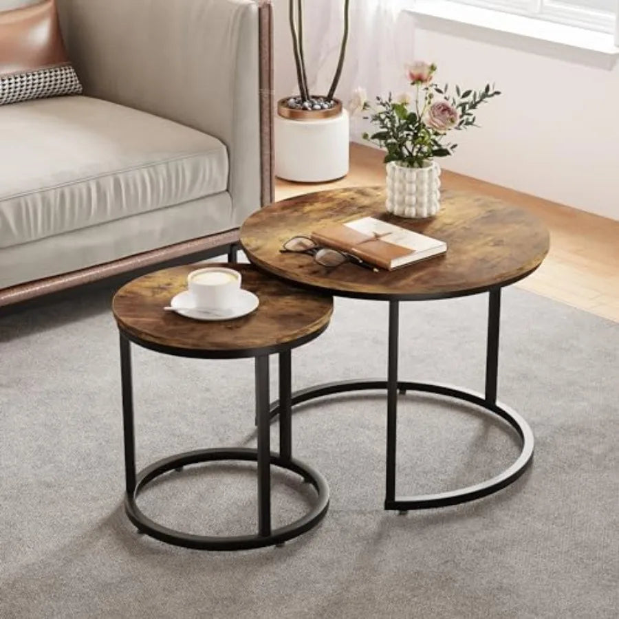 Rustic Round Nesting Table Set