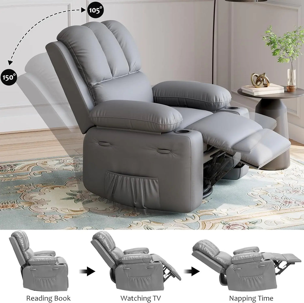 Heated Massage Swivel Recliner