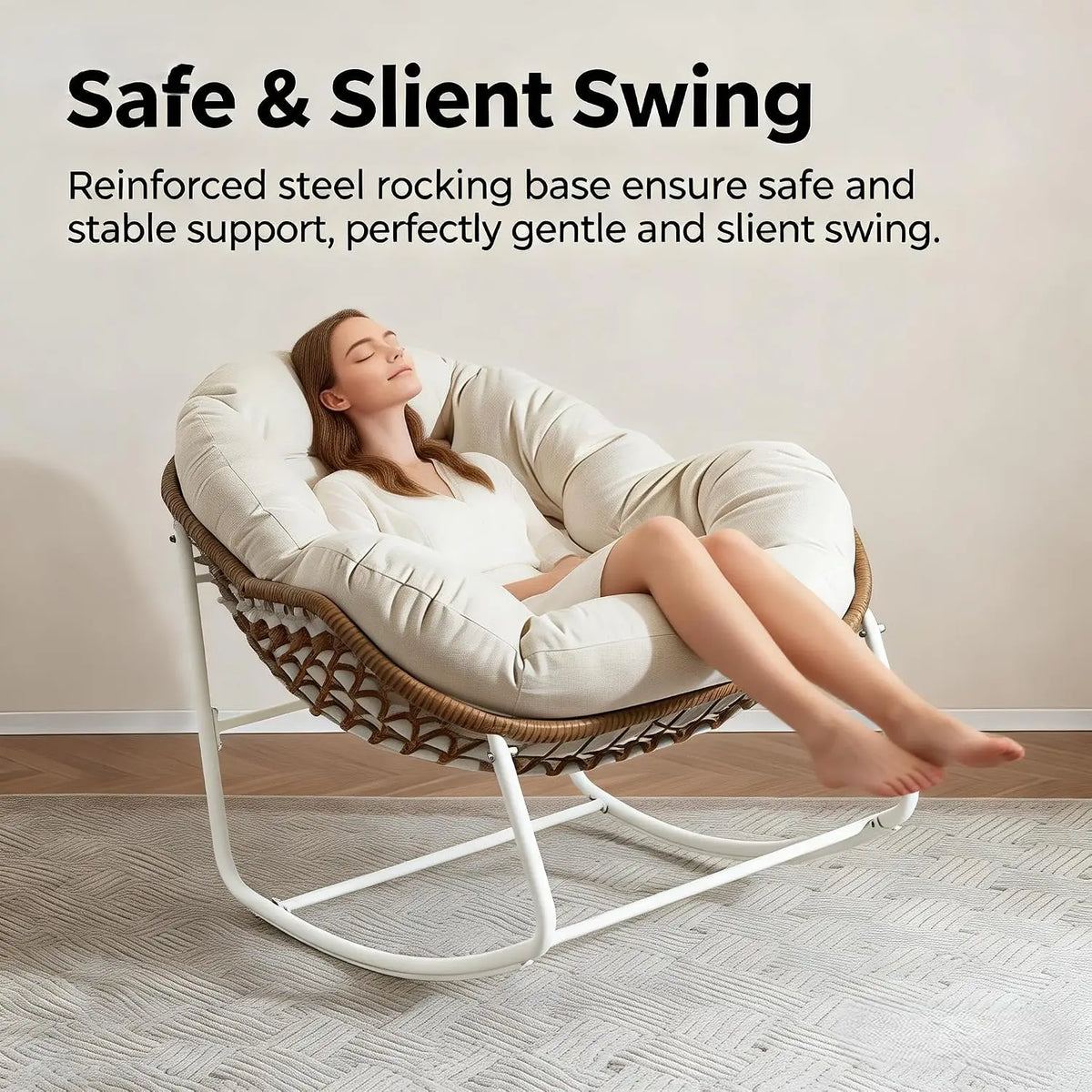 Oversized Papasan Rocking Chair Set