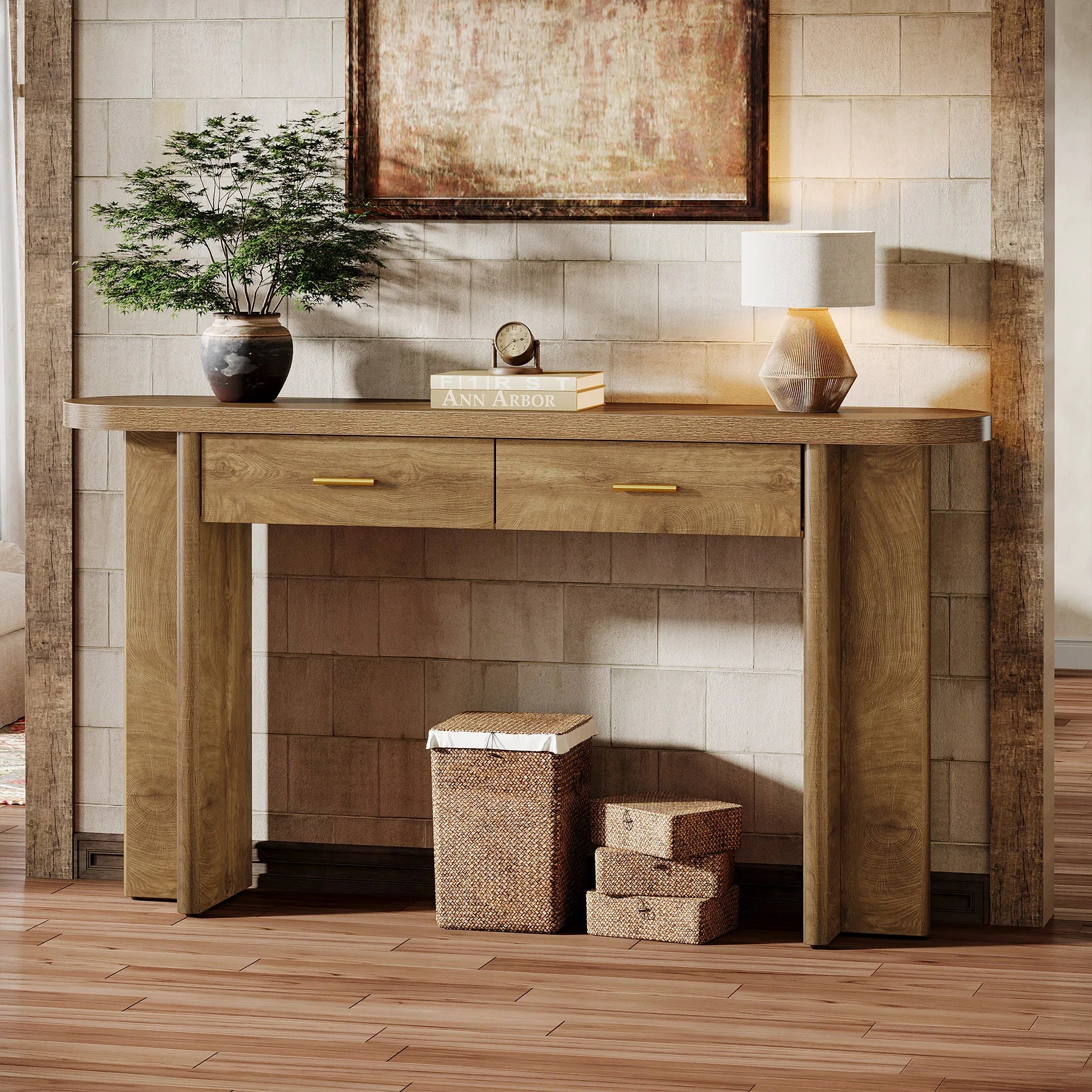 Farmhouse Console Table With Drawers
