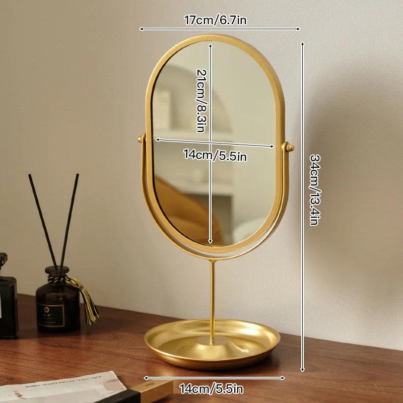 Light-Luxury Oval Wrought-Iron Vanity Mirror
