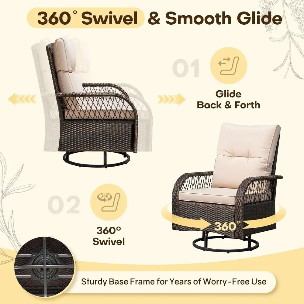 Wicker Swivel Rocking Patio Set