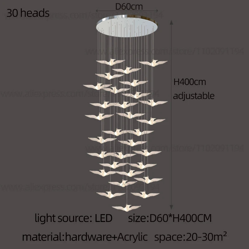 LED Bird Pendant Chandelier