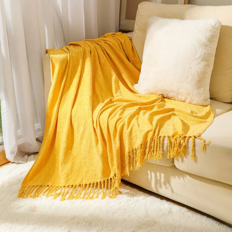 Chenille Summer Knitted Throw Blanket