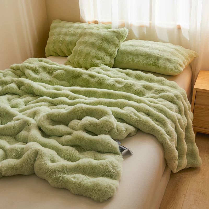 Plush Faux Rabbit Fur Blanket