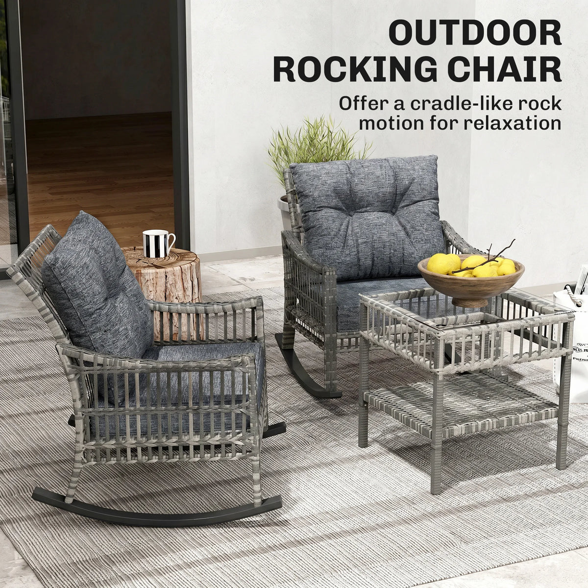 PE Rattan Rocking Set