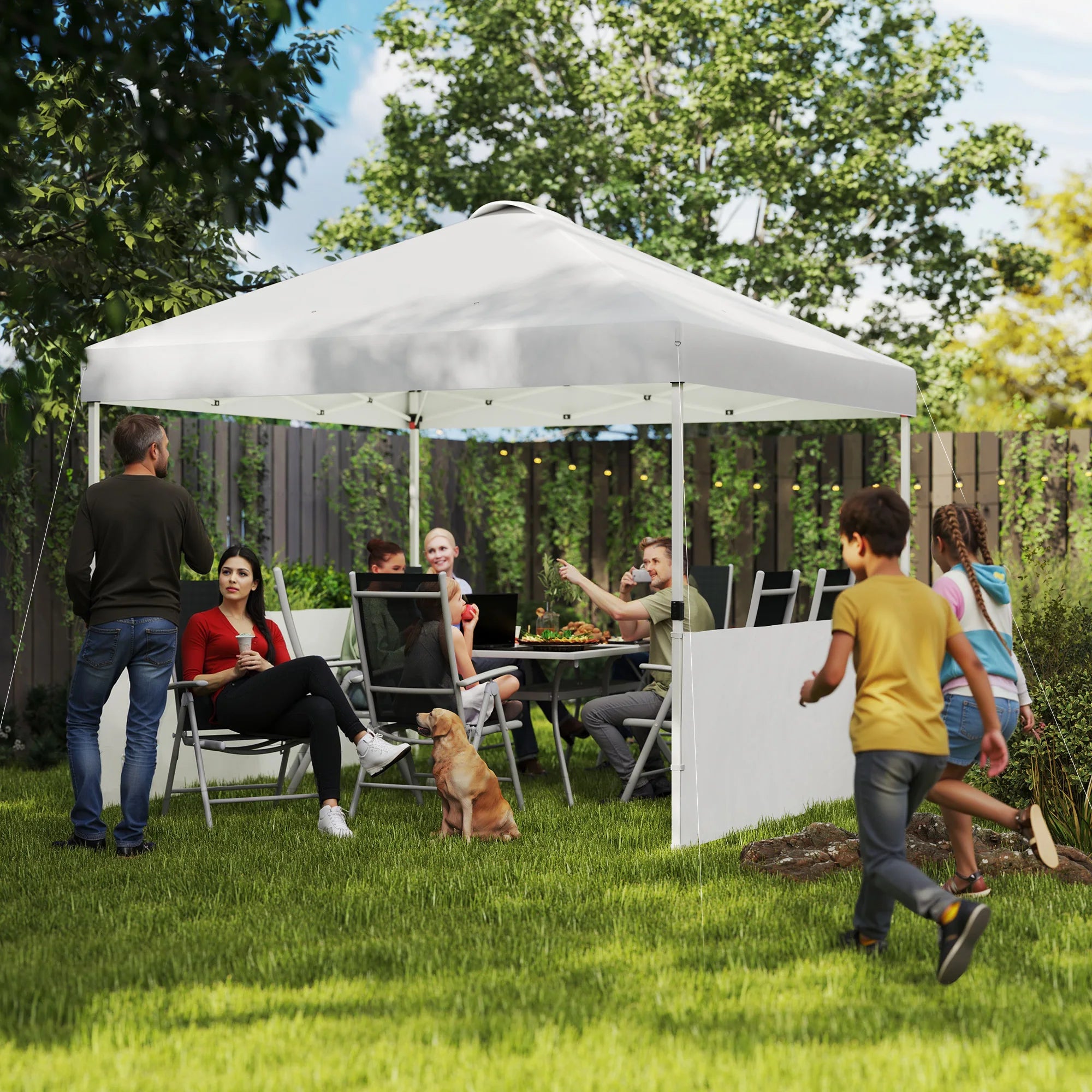10×10 ft Pop-Up Canopy Tent with 2 Half Sidewalls