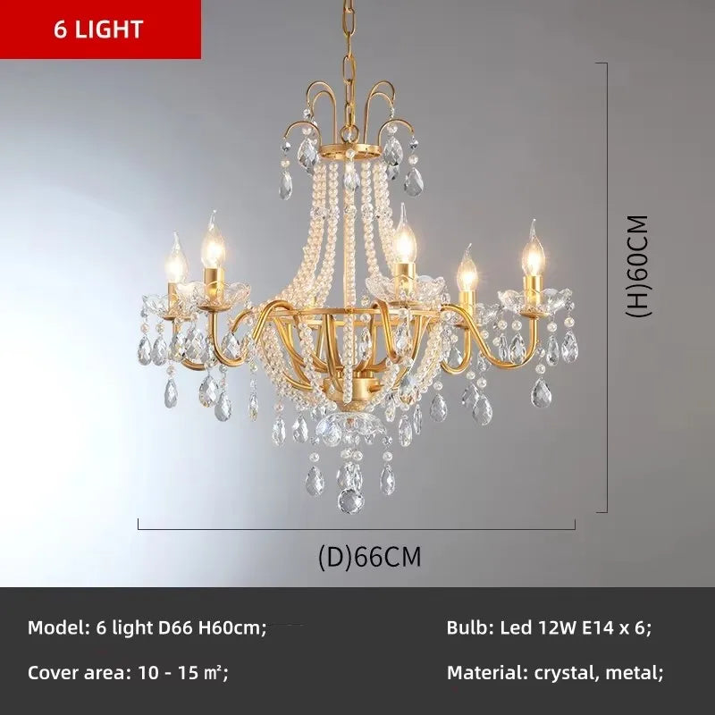 Gold Crystal Candle Chandelier Luxury