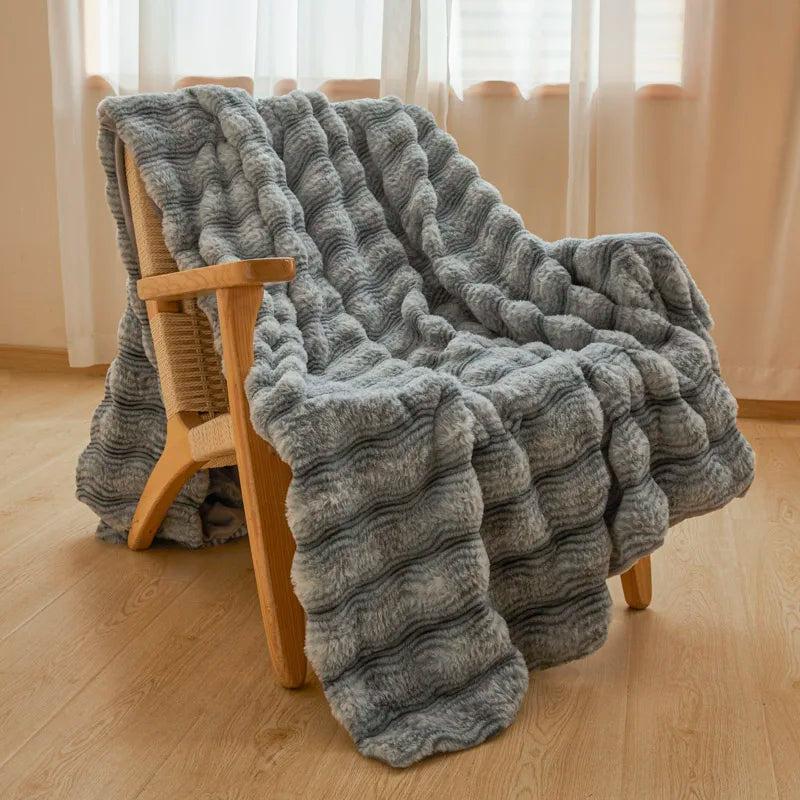 Plush Faux Rabbit Fur Blanket