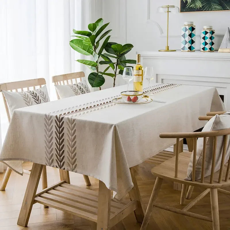 Embroidered Floral Waterproof Tablecloth