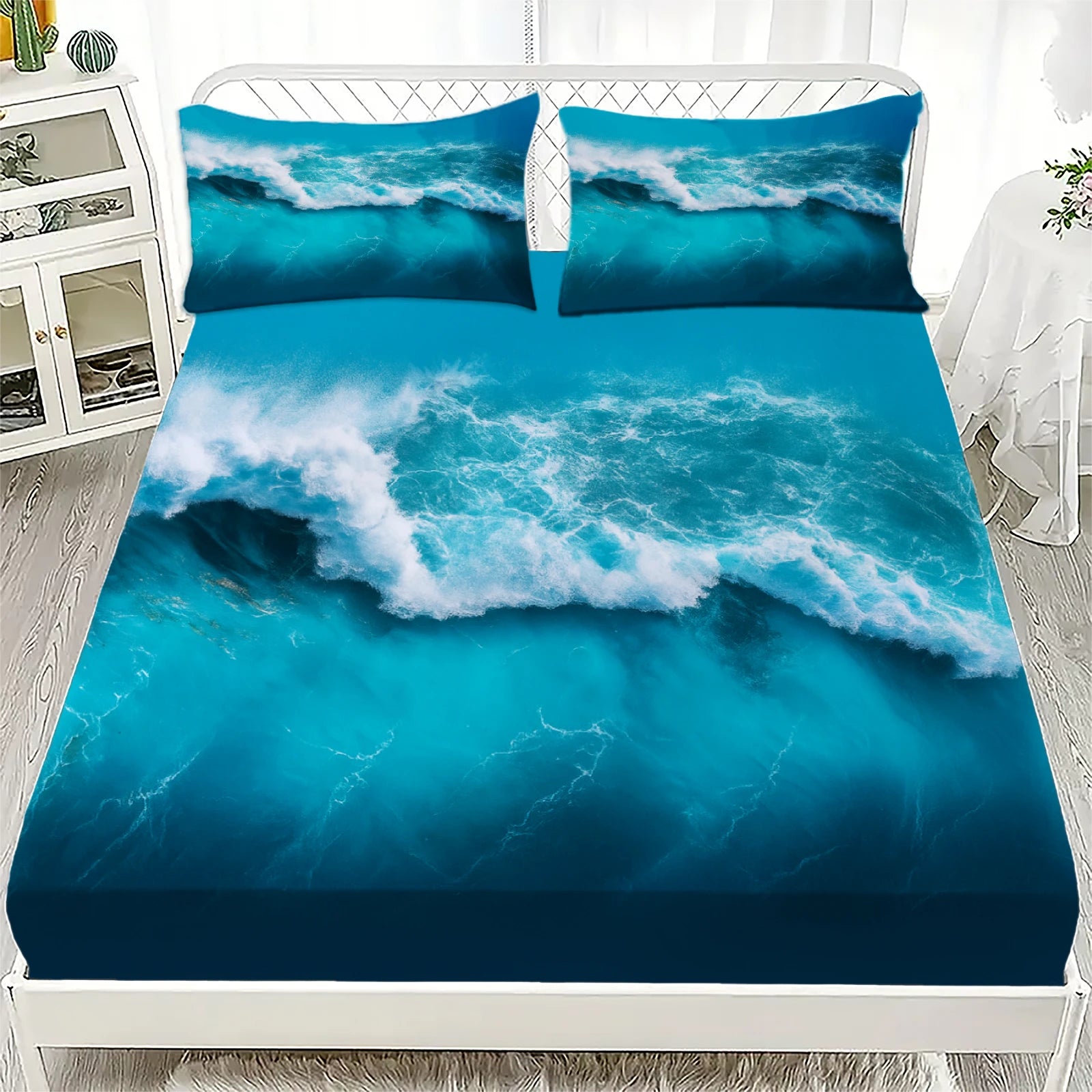 Ocean Waves Fitted Sheet Set