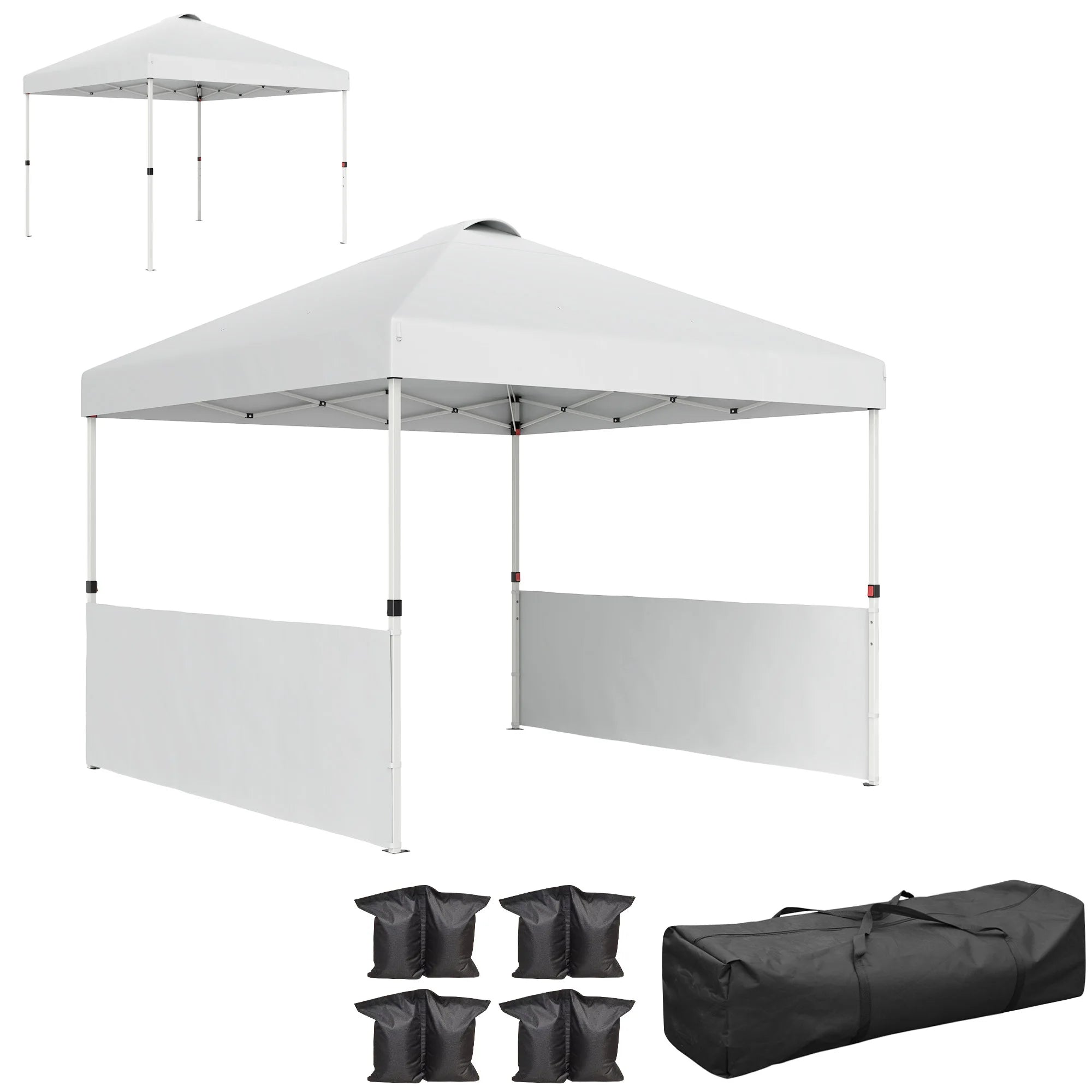 10×10 ft Pop-Up Canopy Tent with 2 Half Sidewalls