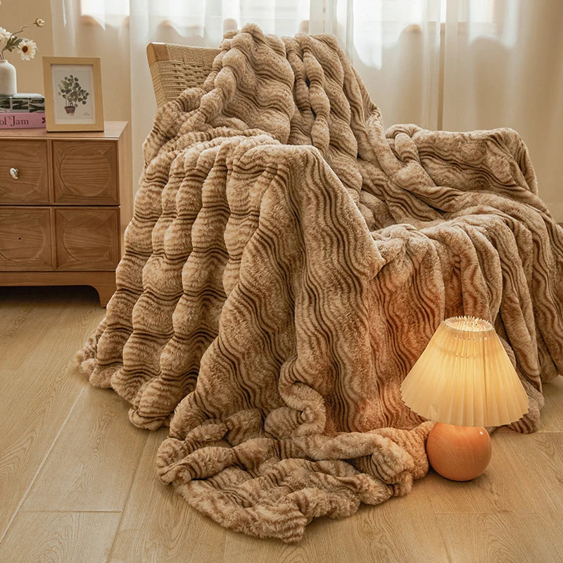 Plush Faux Rabbit Fur Blanket