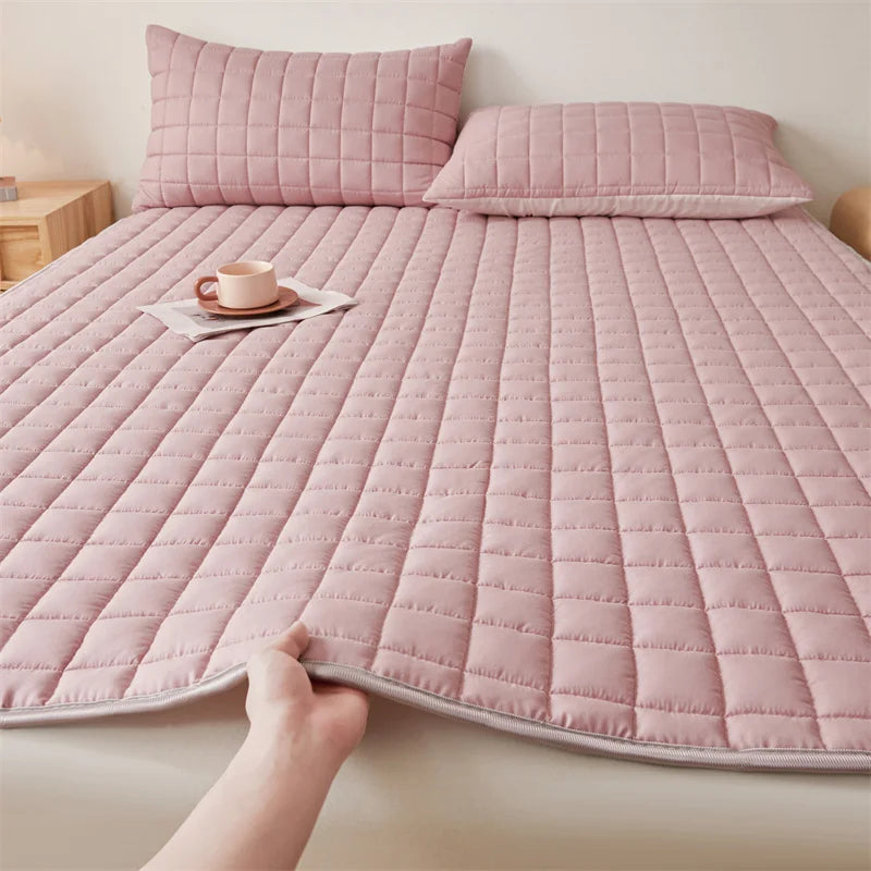 Solid Color Quilted Mattress Topper Pad