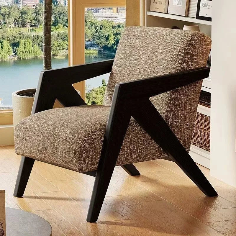 Wooden Frame Fabric Lounge Chair