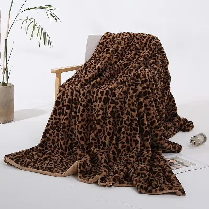 Plush Leopard Print Throw Blanket