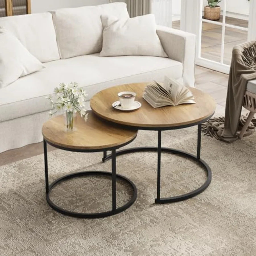 Rustic Round Nesting Table Set