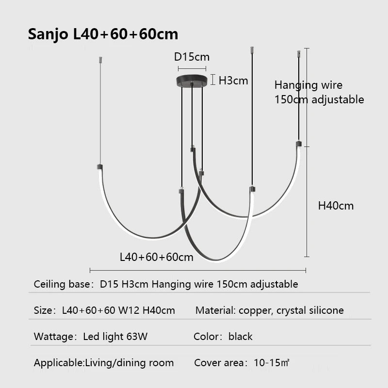 Nordic Minimalist Copper Line Chandelier