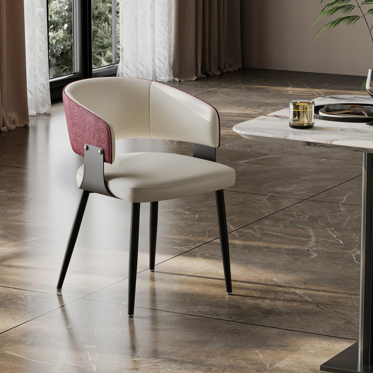 Microfiber Leather Upholstered Dining Chairs