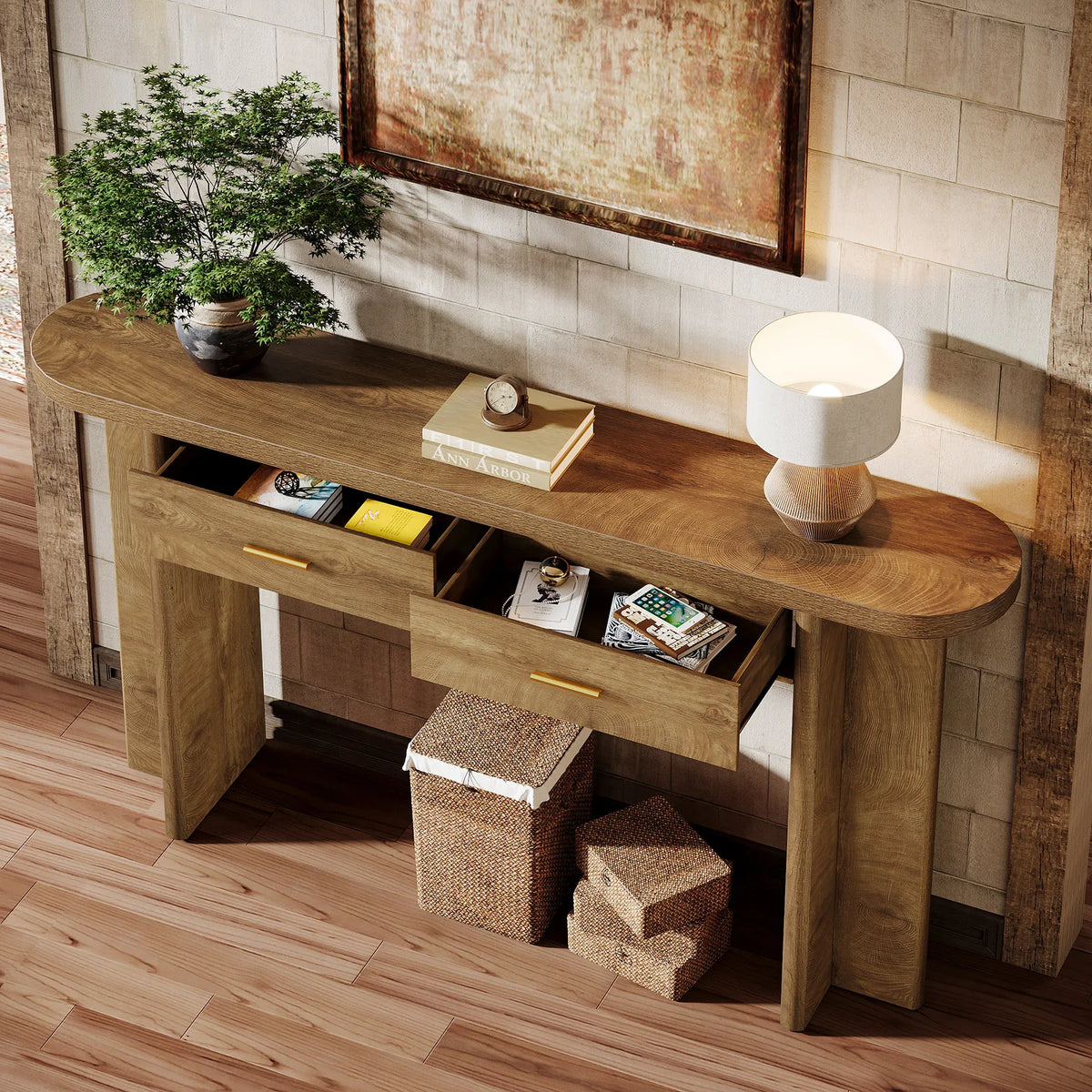 Farmhouse Console Table With Drawers