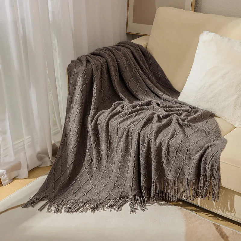 Oversized Boho Knit Throw Blanket