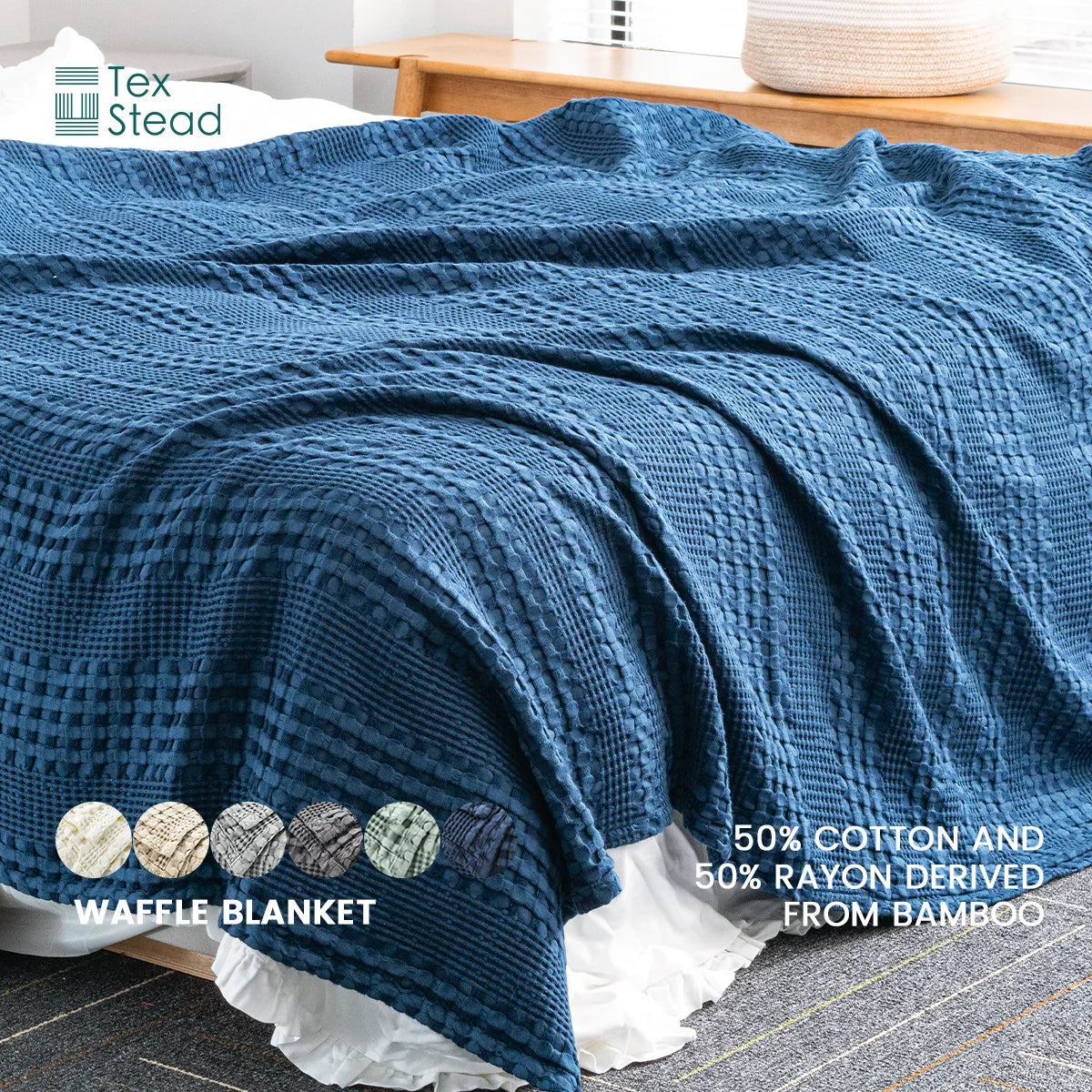 Bamboo Cotton Waffle Blanket Lightweight