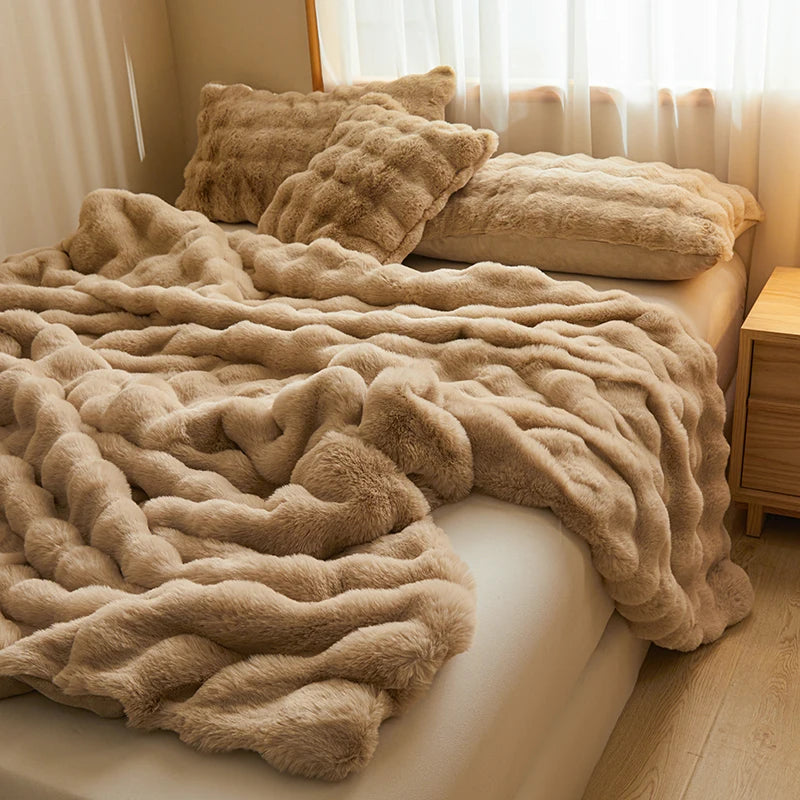 Plush Faux Rabbit Fur Blanket