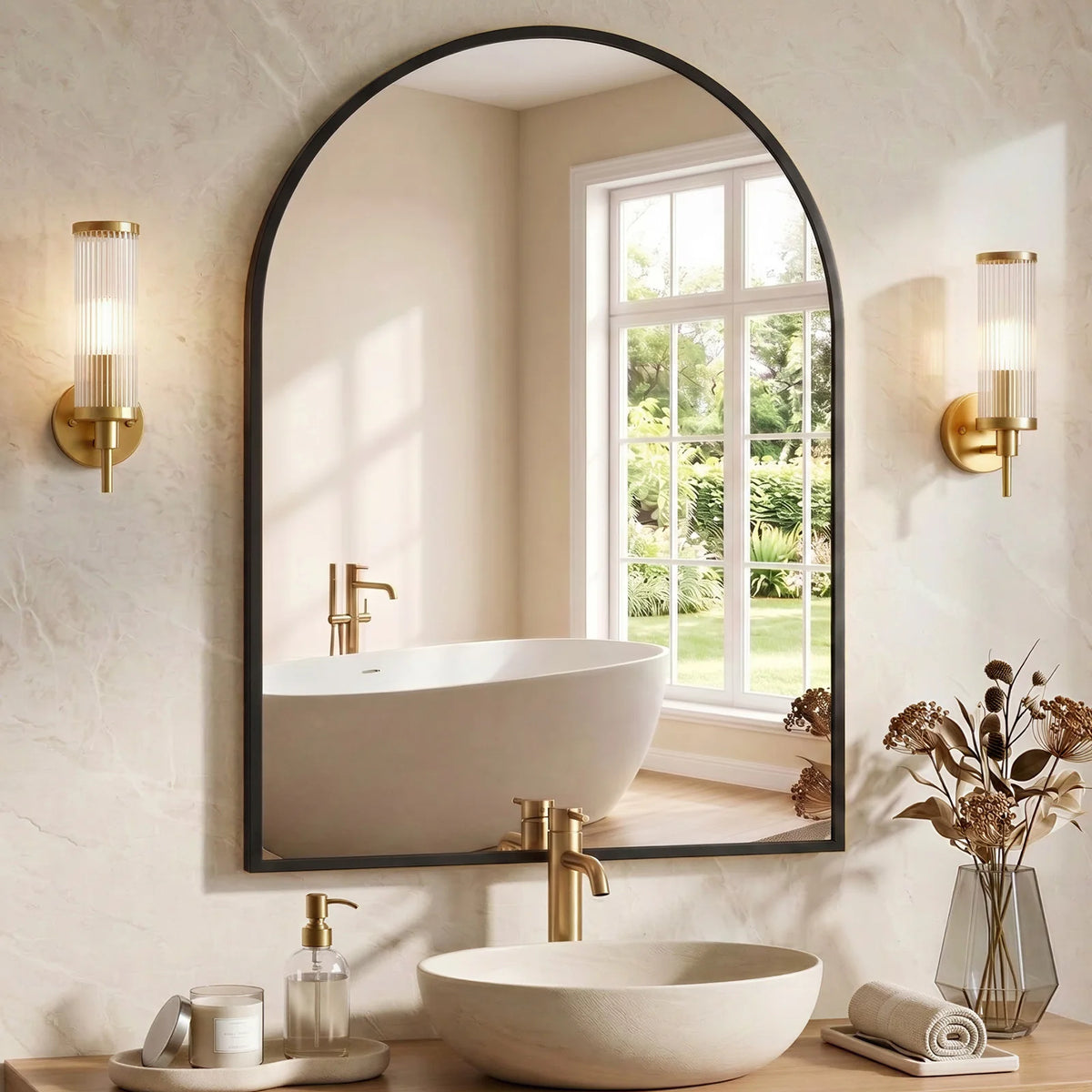 Sleek Arched Aluminum Mirror