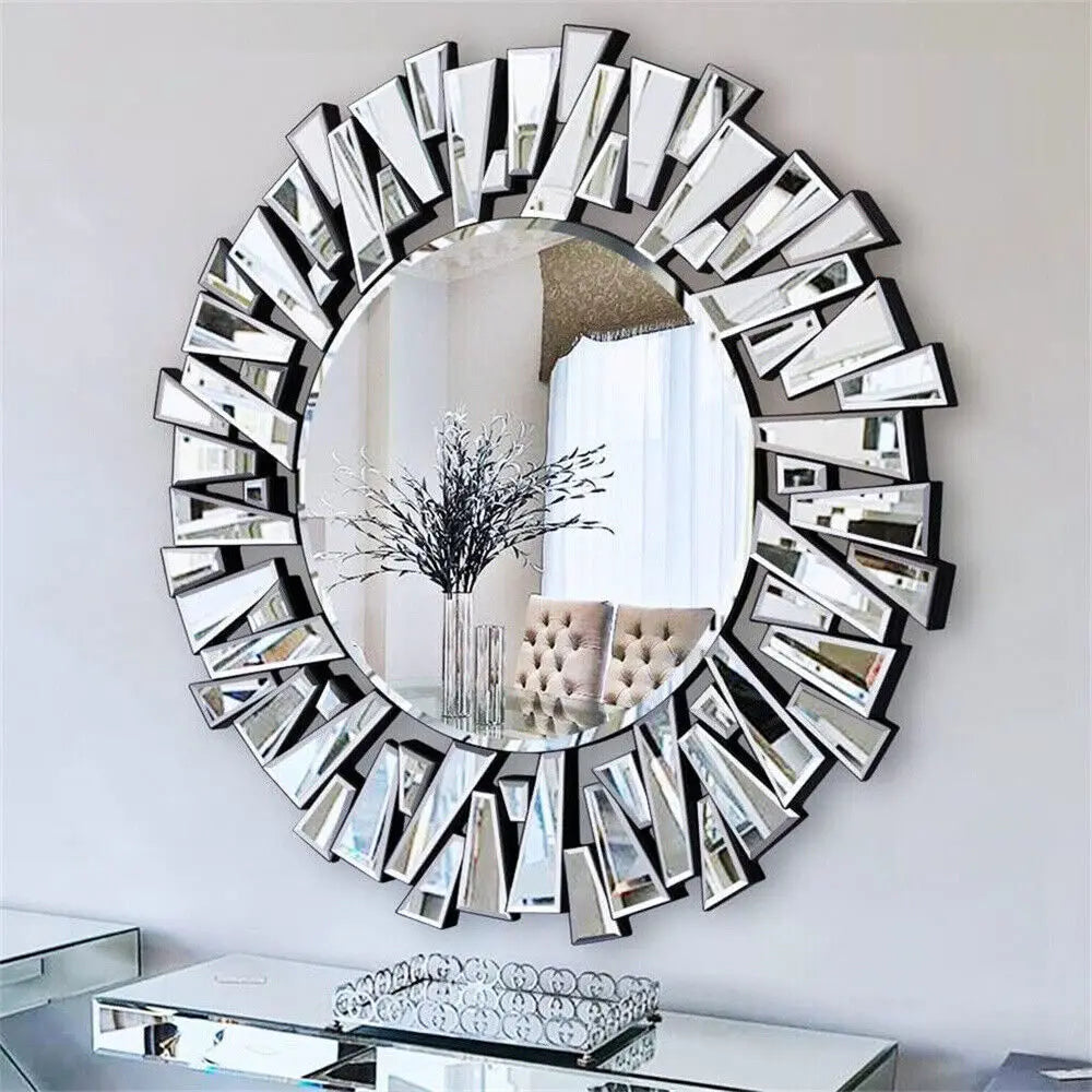 Large 79 cm Round Beveled Wall Mirror