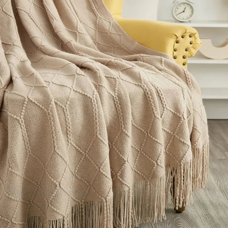 Oversized Boho Knit Throw Blanket