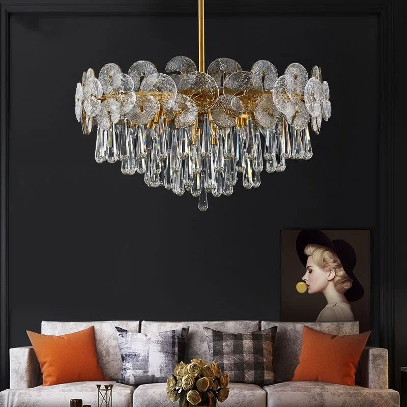 Luxury Crystal Lotus Pendant Light