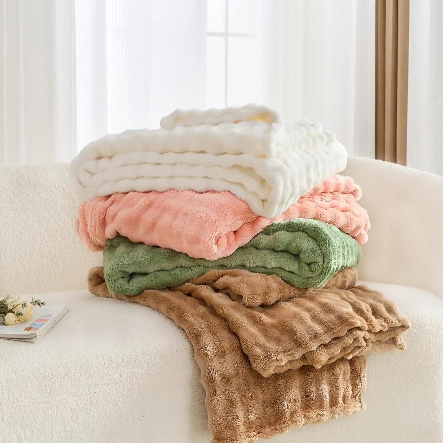 Sage Green Bubble Fleece Blanket