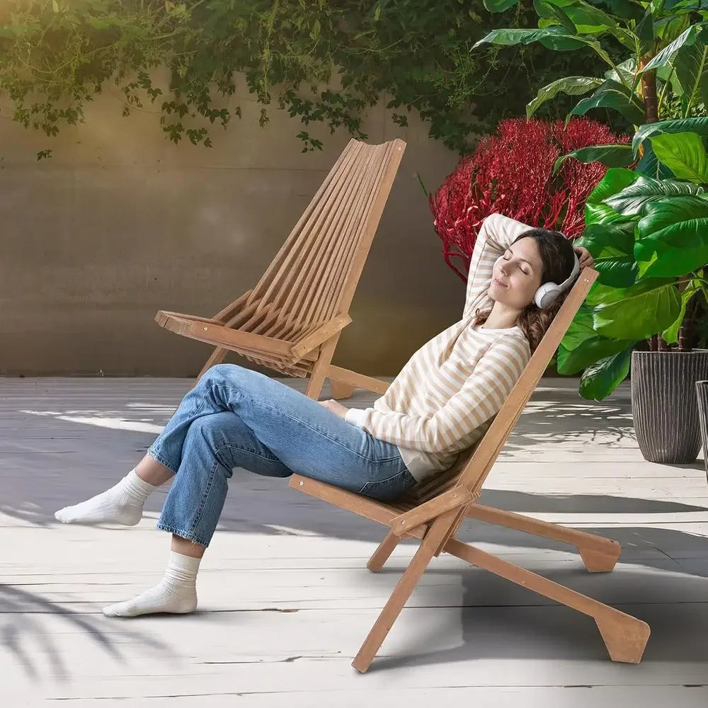 Acacia Wood Folding Adirondack Chairs