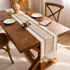 Striped Green Boho Table Runner