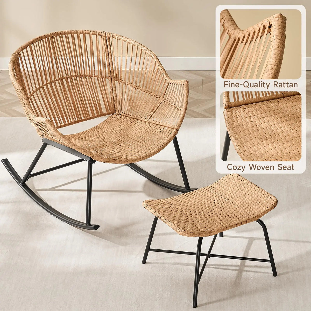Papasan Rocker with Ottoman