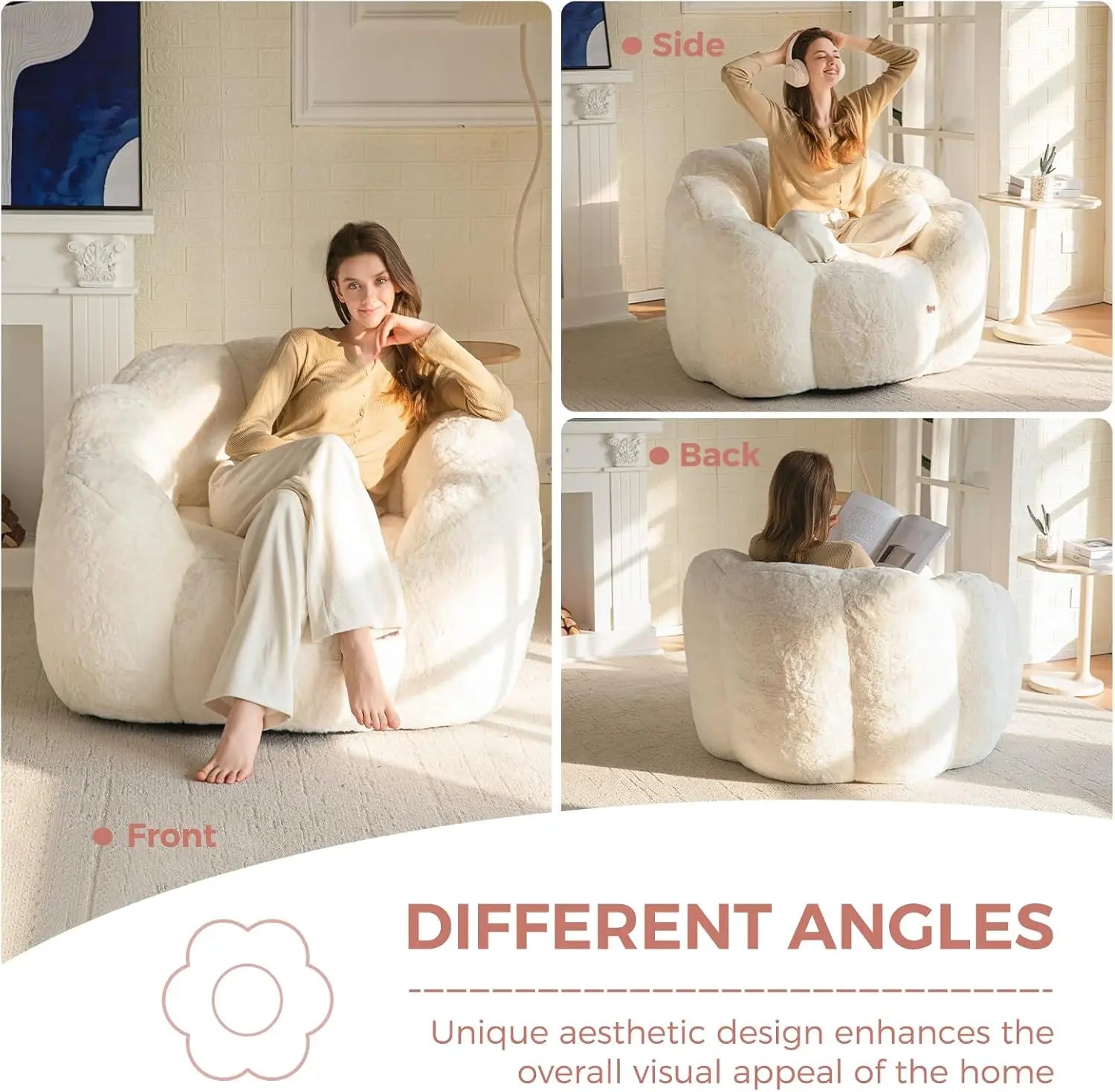 Floral Faux Fur Bean Bag
