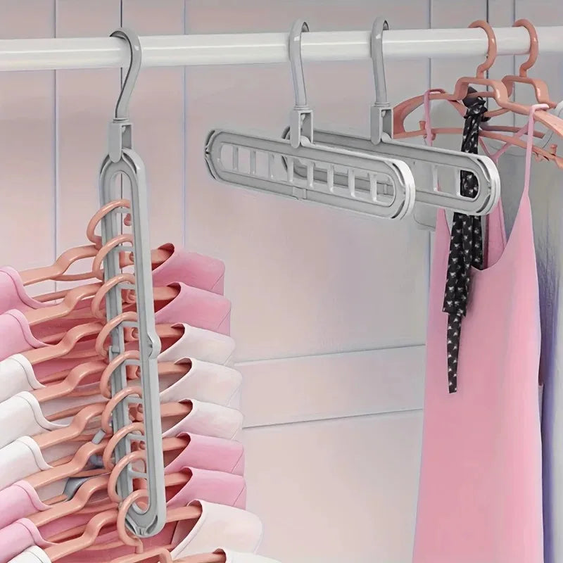 Space-Saving 9-Hole Clothes Hangers