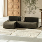 92" Green Sherpa Sectional Sofa