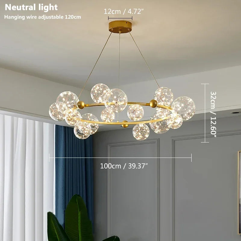 Romantic Starry Glass Pendant Chandelier