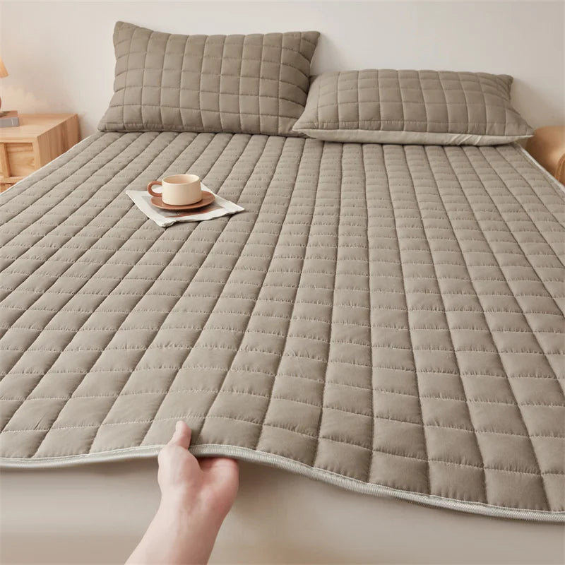 Solid Color Quilted Mattress Topper Pad