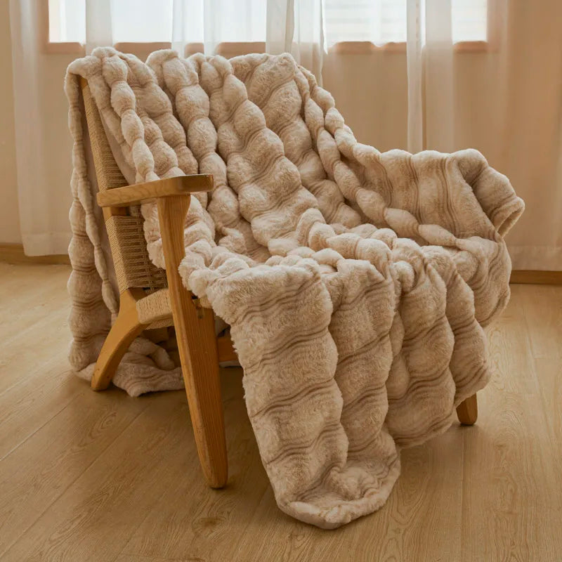 Plush Faux Rabbit Fur Blanket