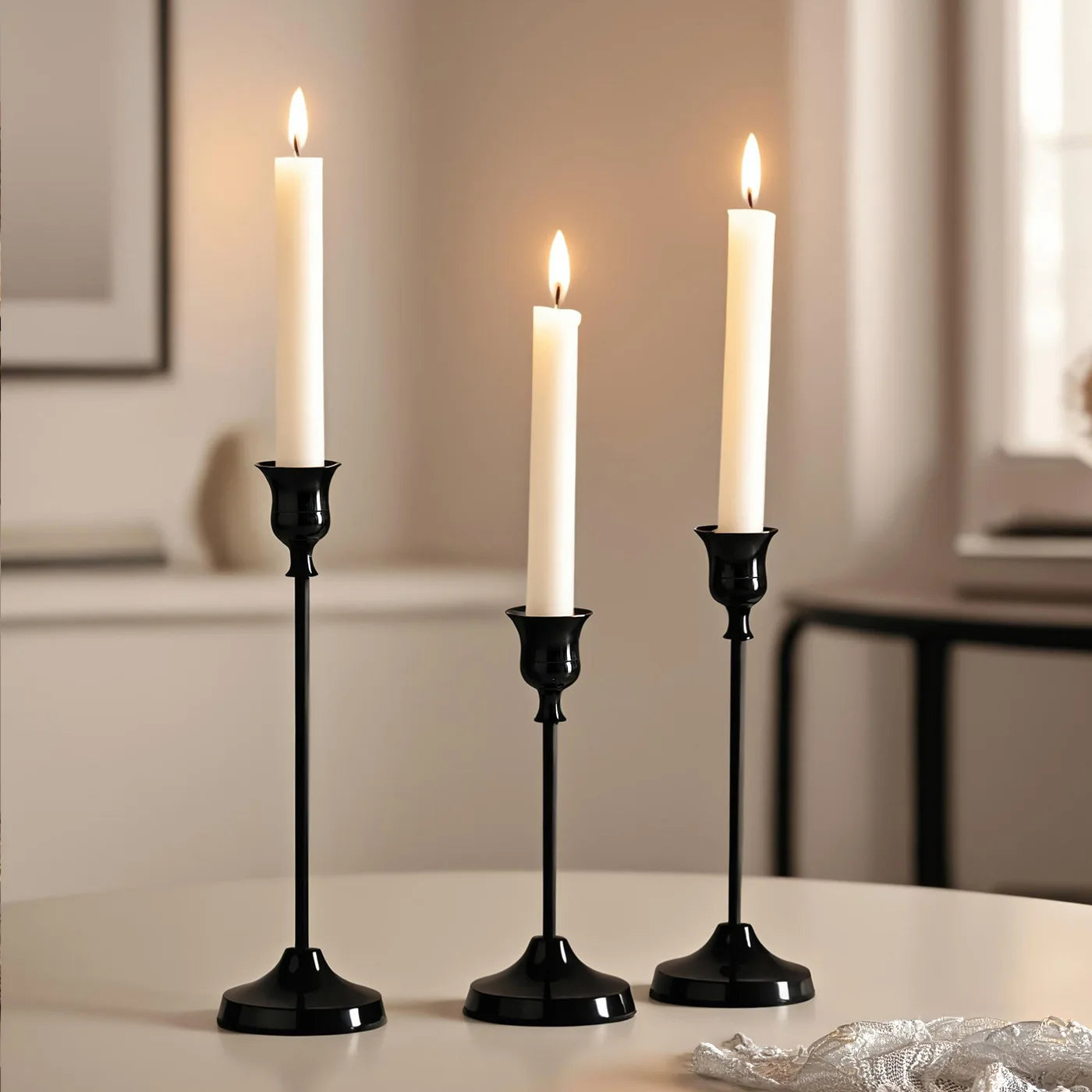 Elegant Metal Candle Holder Set