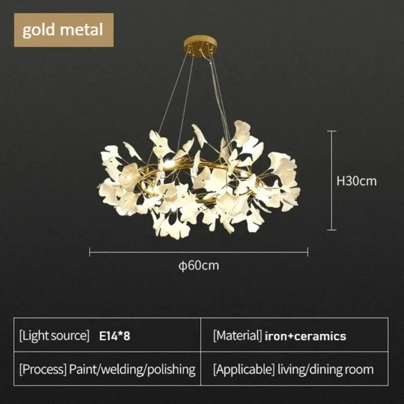 Ceramic Gingko Leaf Chandelier