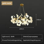 Ceramic Gingko Leaf Chandelier