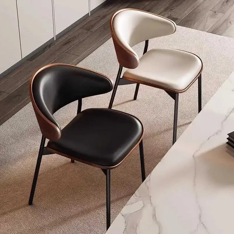 Genuine Leather Walnut Dining Chair