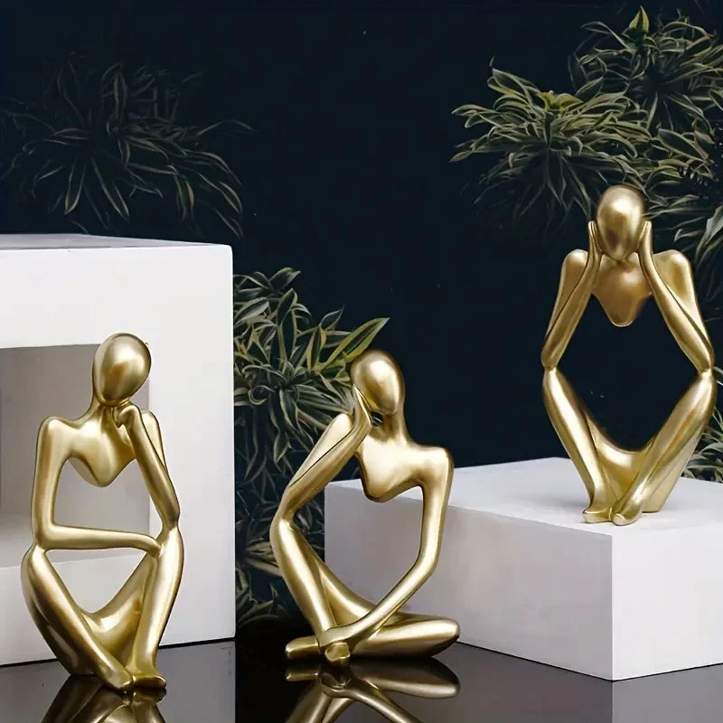Golden Abstract Resin Desk Sculpture